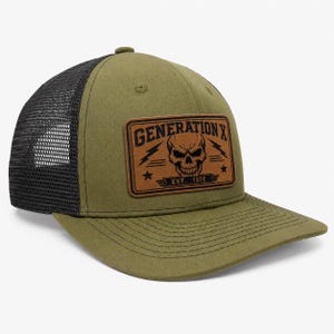 Generation X Trucker Hat, Funny Gen X Leather Patch Hat, Sarcastic Retro Humor Gift for Her or Him