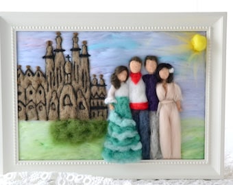 Personalised Family Portrait, Family Gift, Needle felting, Wool Art, Wool Portrait, Illustration, Family Illustration