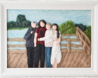 Custom made felt family portrait, wool portrait, waldorf wool family, natural decor