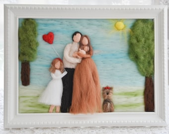 Custom made illustration made from photo, needle felted wool decor, waldorf decor, natural materials gift