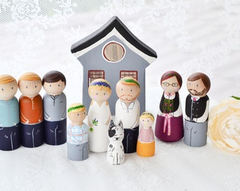 Benutzerdefinierte Peg Puppe Familie, KuchenDeckel, Housewarminggeschenk, Familie Rahmen, Namensschild, Haustier Denkmal, Haustier, Peg, Puppe, bestes Geschenk, Hochzeitsgeschenk