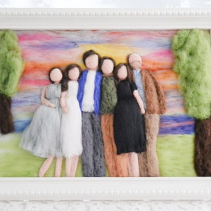 Personalized family reunion gift, custom made felted family portrait, waldorf wool decor