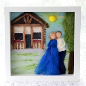Custom needle felted family portrait, felted wool decor, walorf felt frame style, 25th wedding anniversary gift