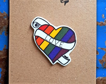 Rainbow Heart Pin - LGBTQ Pin - LGBTQ Valentine Gift - Gay Valentine Gift - Gift for Him - Gift for Her - Love Pin - Pride Pin - Tattoo Pin