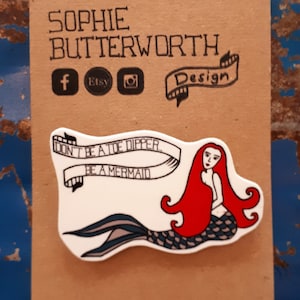 Mermaid Pin - Mermaid Brooch - Cool Pins - Christmas Gift for Her - Stocking Filler - Secret Santa - Gift for Her - Girlfriend Gift
