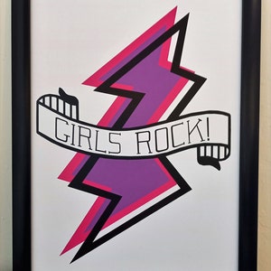 Girls Rock Print - Girls Birthday Gift - Girls Christmas Gift - Girls Gift Idea - Girls Bedroom Print - Stocking Filler Girls -Girls Nursery