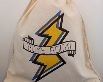 Boys Rock Bag - Drawstring Bag - Boys PE Kit Bag - Sports Bag - Cool Kids Bag - Boys Gift Idea - Christmas Gift for Boys - Stocking Filler