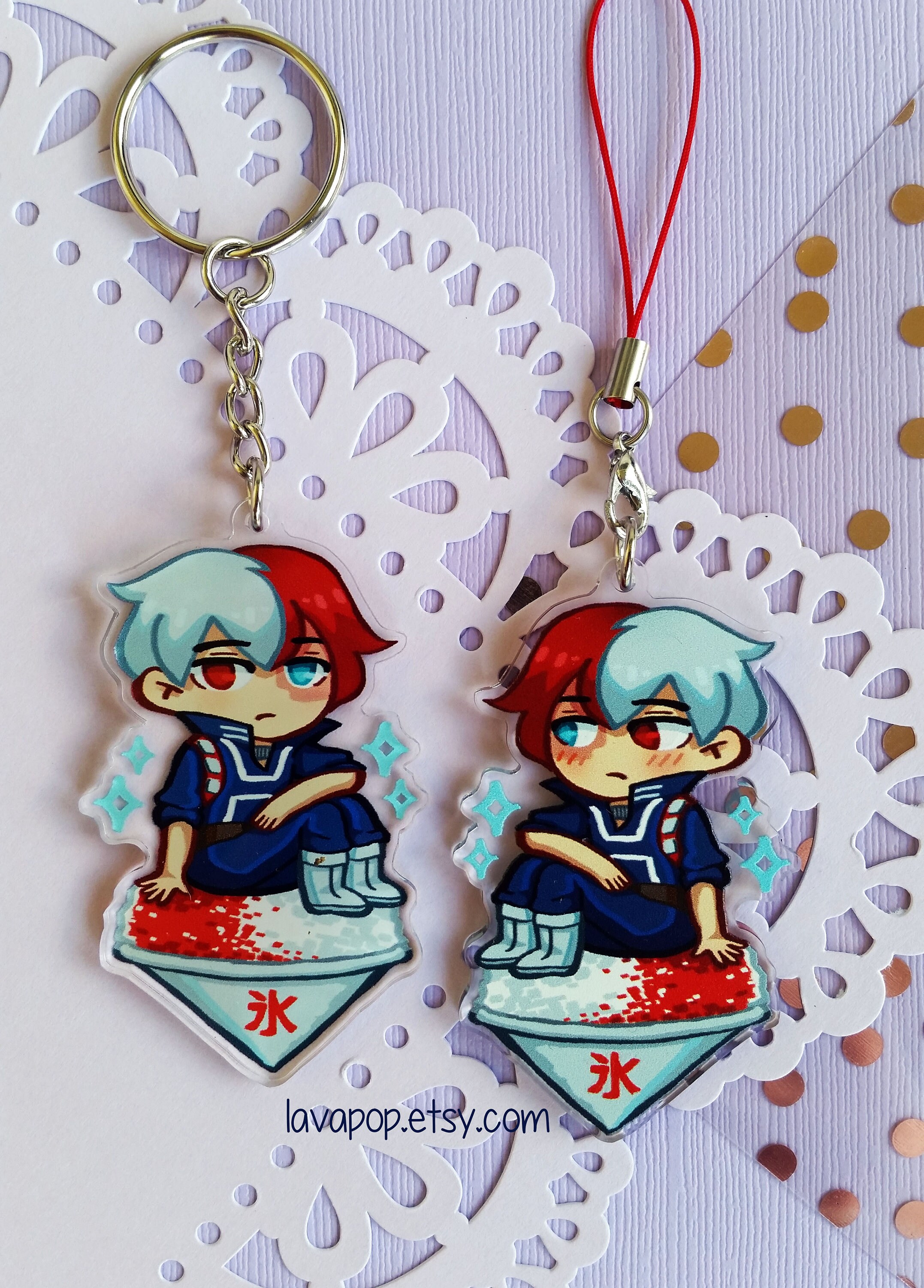 Todoroki Snow Cone double sided keychain Etsy