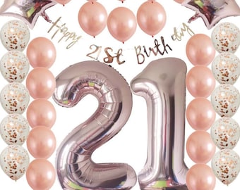 Ultimate 21st Rose Gold Twenty First Birthday Pack 21 Garland Balloons Decorations Twenty One Party Decor