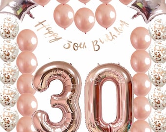 Ultimate 30th Rose Gold Birthday Pack 30 Thirtieth Garland Balloons Decorations Dirty Thirty Party Happy Birthday