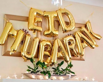 Eid Mubarak / Ramadan Mubarak Foil Balloons Bunting Garland Decoration