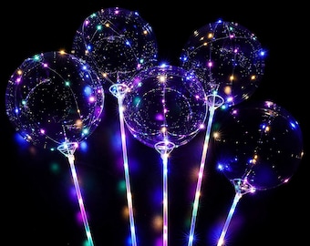 Lot de 5 ballons de guirlande lumineuse à LED BOBO avec support et base à piles guirlandes lumineuses maison/Noël/décoration de fête de mariage