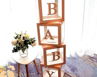 BÉBÉ Ballons Boîte transparente Cube Coffrets cadeaux Anniversaire Baby Shower Party 4pcs / Set