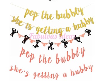 Pop The Bubbly She&#39;s Getting a Hubby Rose Gold | Gold Hens Party Banner Bridal Shower Garland Bridal Shower Decoration
