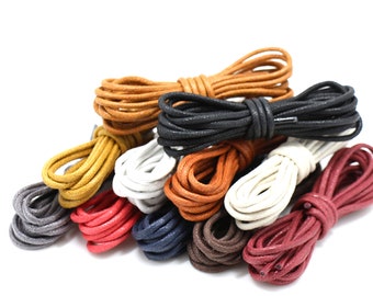 Multicolor Round Cotton Thin Waxed Rope Cord Shoelace Dress Shoe Laces 60-180 cm 