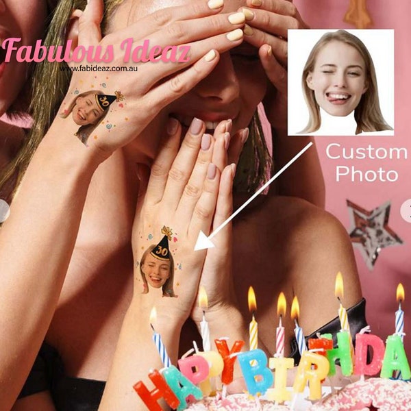 Custom Made Birthday Face Tattoo Temporary - Happy Birthday Girl Boy Tatts - Party Favor Head Tattoo Favors -christmas Tattoo Gift