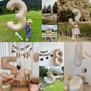 40 &quot;Caramel & Cream Jumbo Foil Números Globo de helio 100CM Cumpleaños Boda Decoración Baby Shower Mylar Foil Metallic
