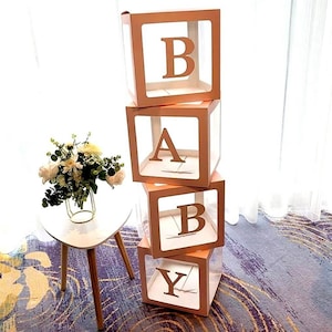 BÉBÉ Ballons Boîte transparente Cube Coffrets cadeaux Anniversaire Baby Shower Party 4pcs / Set