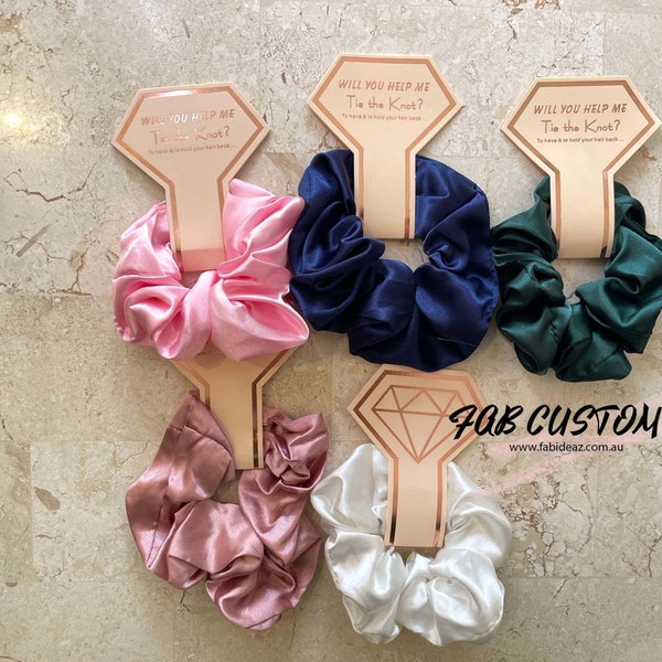 Hen Party Hair Tie - Silk Satin Scrunchies | Bridal Shower Gift Decorations, Bride Tribe Favor, Bridesmaid Scrunchies, Bridesmaid Proposal