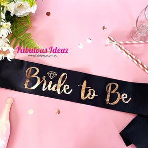 Black Rose Gold Hens Sash - Hen Bride To Be Sash - Bridal Shower Gift Idea- Engagement- Hen Party- Bachelorette - Bride Tribe - Team Bride