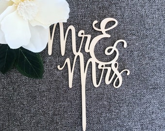 Mr & Mrs Wooden ou Acrylique Wedding Cake Topper Wedding Party Décoration M. et Mme