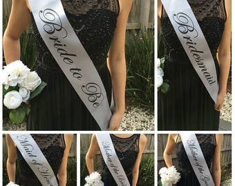 bride and bridesmaid sash