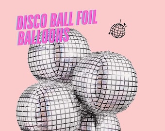 Disco Ball Balloons 22&quot; - 4 Pack | 70s Party Decorations, Disco Birthday, Bachelorette, Hen Night, Last Disco, Glitter Foil Balloons&quot;