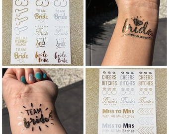 Hens Team Bride Temporary Tattoos Bride Team Bitches XOXO Willy Diamond Ring Party Hen Party Bride Tribe Bridesmaid