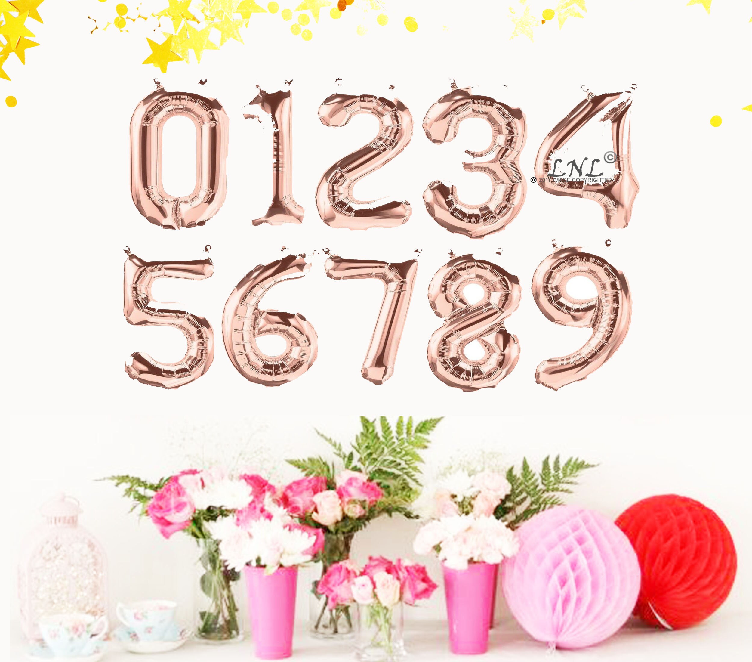 Palloncini Compleanno 14 Anni Rosa Oro – 2 Numeri Giganti 40", 6 Cuori 18", E Nastri, Decorazioni Festa Ragazza