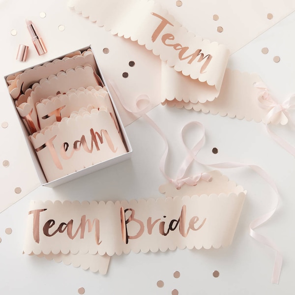 Rose Gold Junggesellinnenabschied Schärpe - Brautdusche Schärpe - Hen Sash - Braut zu sein Schärpe - Brautparty Geschenk - Hen Party Brautjungfer Team Braut