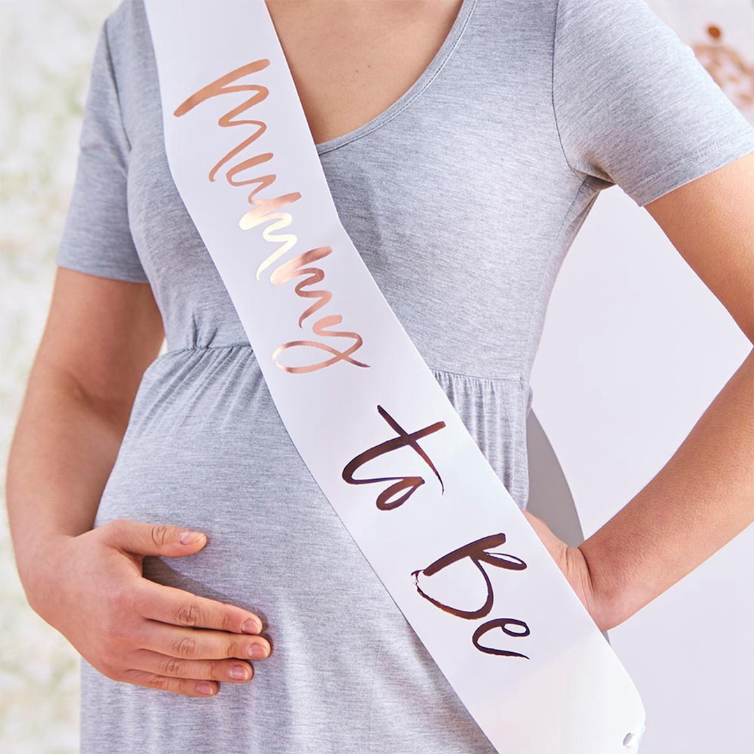 N A Gender Reveal Maternity sash Wedding sash Newborn sash (Champagne) at Amazon Women's Clothing store