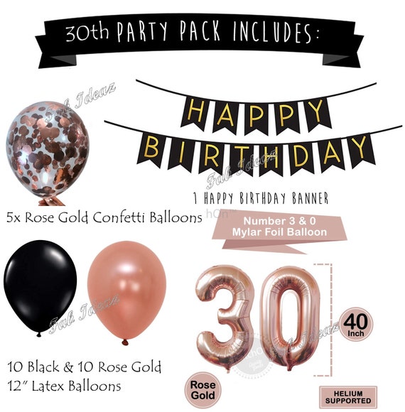 Pack globos 30 cumpleaños rose gold