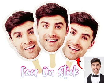 Big Face on A Stick - Custom Head Cutouts Sticker, Bachelorette Party Favors, Birthday Groom Cake Toppers Graduation Party Photobooth Prop