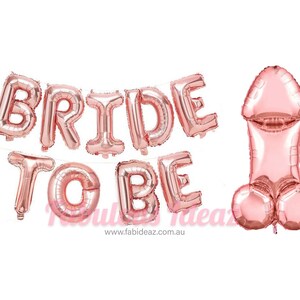 16" BRIDE TO BE Rose Gold / Gold / Silver Foil Balloon For Hens Party Engagement Hen Party Bridal Shower Kitchen Tea 16" BrideToBe+Penis