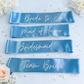Team Bride Bachelorette Party Sash Gift -Cloud Baby Blue White Hens Party Sash with Heart - Ideal Bridesmaid Gift for Bridal Squad product logo