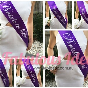 Hens Night Party Bridal Sash Purple/White - Mother Of The Bride