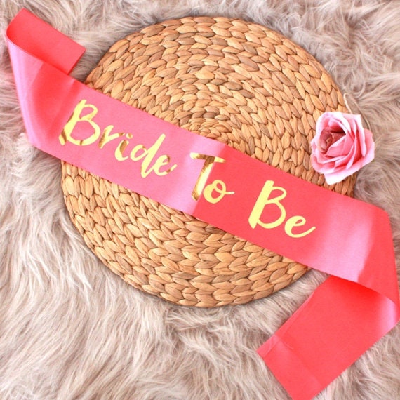 Peach Hot Pink Hens Sash  Hen Sash  Bride to Be Sash