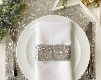MAGICLULU Runners Da Tavola Paillettes Argento Per Feste Decorazioni Eleganti Per Eventi Tovaglia Glamour Per Compleanni e Matrimonio