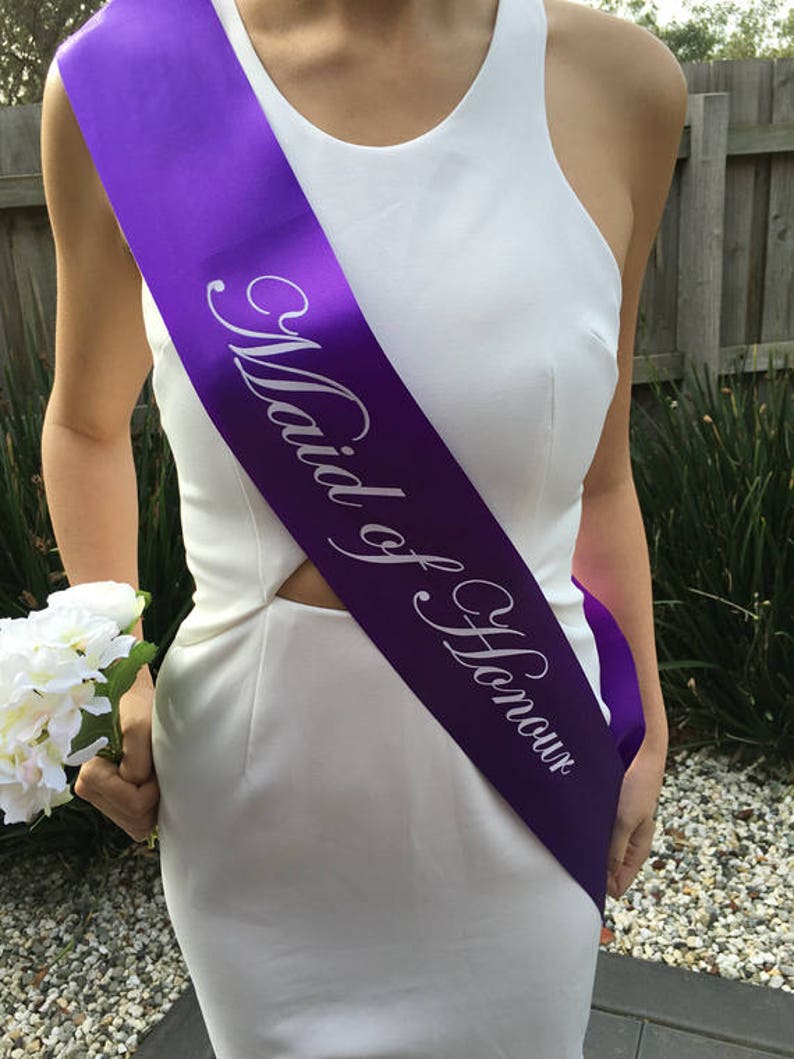 Hens Night Party Bridal Sash Purple/White - Mother Of The Bride main image 1