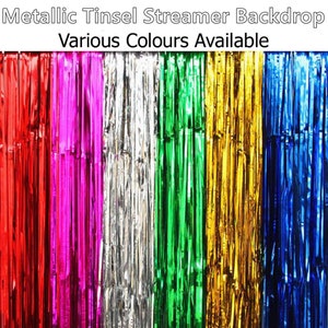 2m x 1m Metallic Foil Tinsel Curtain Party Backdrop Decor Event DecorationParty Fringe Backdrop