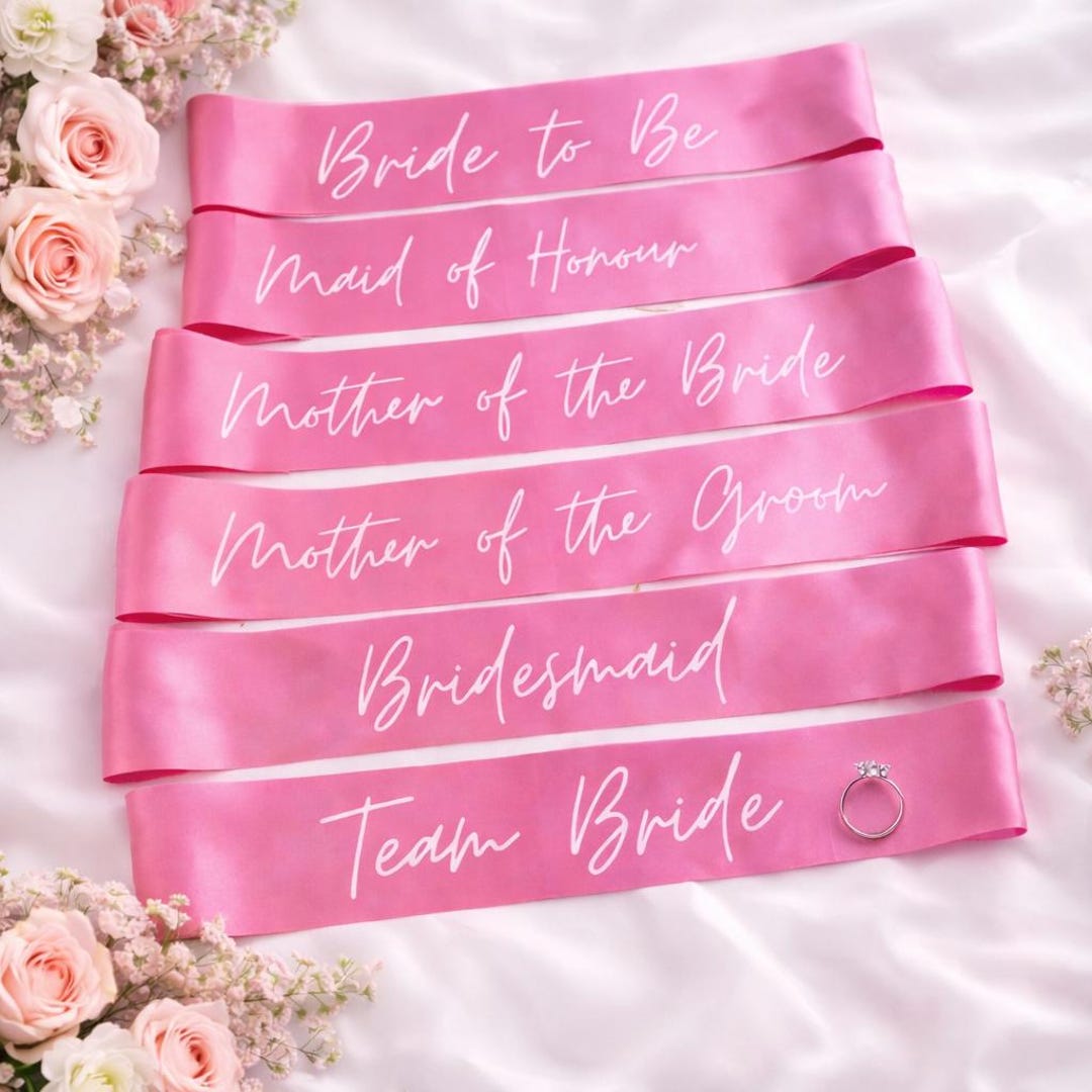 Team Bride Bachelorette Party Sash Gift - PINK White Hens Party Sash ...