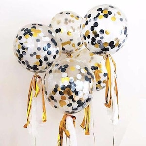 5x oro negro confeti globo cumpleaños fiesta celebración evento decoración globo de helio de látex