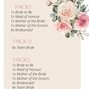 Peut inclure: Une liste de contr&ocirc;le imprimable pour la f&ecirc;te de mariage avec trois options de forfait diff&eacute;rentes. Les forfaits comprennent diff&eacute;rentes combinaisons de future mari&eacute;e, demoiselle d'honneur, m&egrave;re de la mari&eacute;e, m&egrave;re du mari&eacute;, demoiselle d'honneur et &eacute;quipe de la mari&eacute;e.