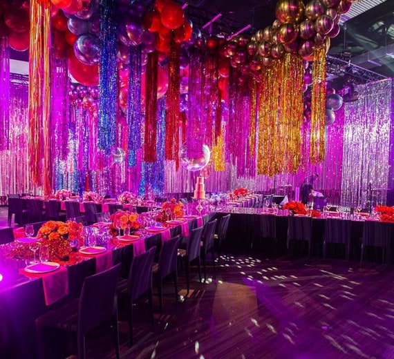 LIUXIN 3M Macaron Folie Vorhang - Lametta Streifen Für Hochzeit & Party Deko In 7 Farben