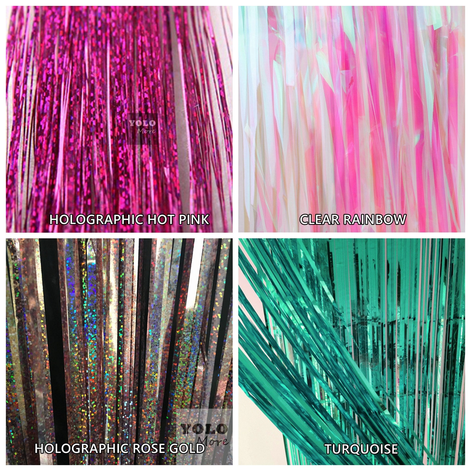 2m X 1m Metallic Foil Tinsel Curtain Party Backdrop Decor Etsy