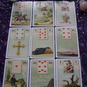 Lectures psychiques de la carte LENORMAND ORACLE, 9 cartes standard par un membre de l'association des tarots des îles britanniques