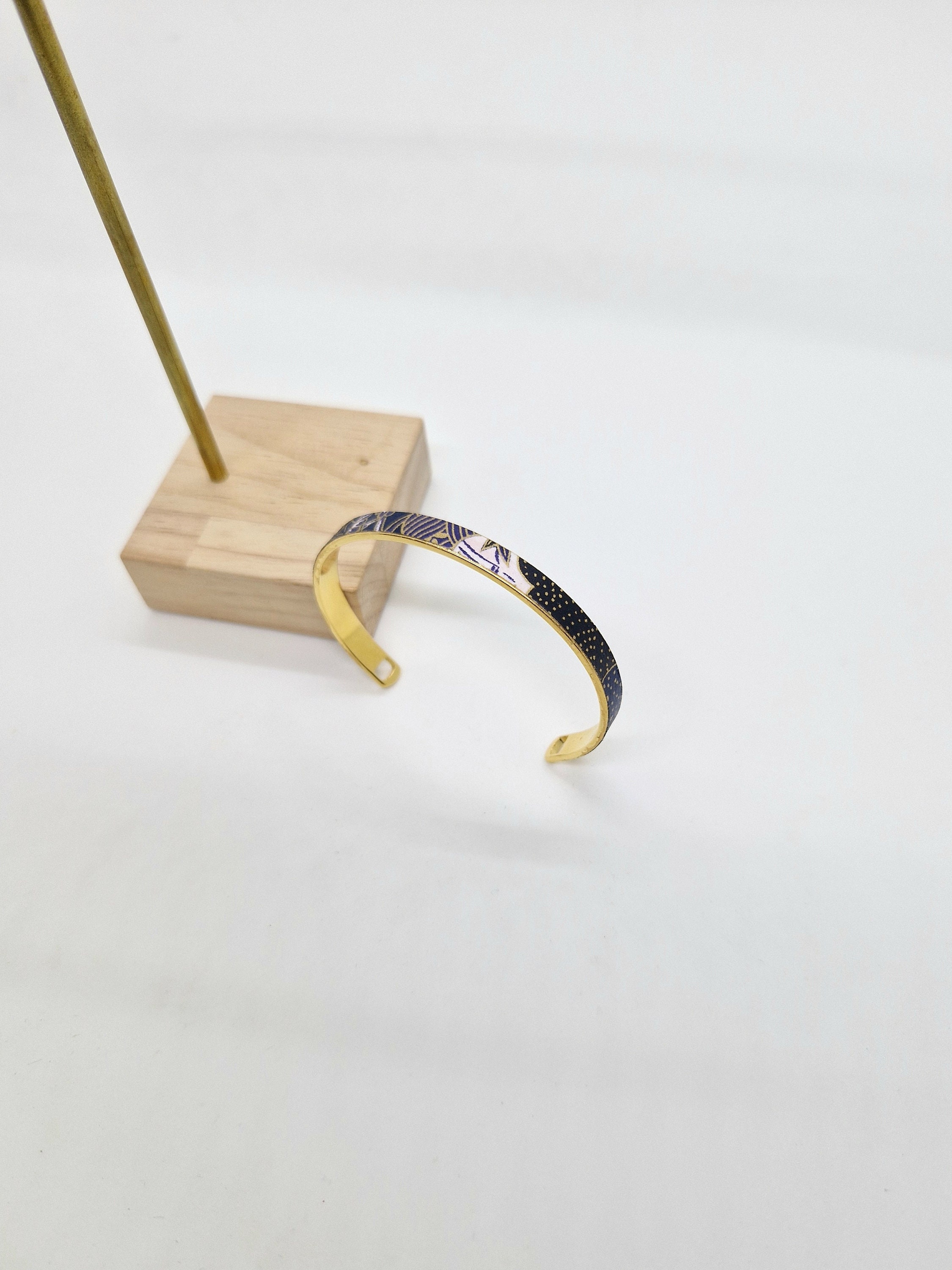 【美品】human made bangle gold 24K Gold-plated Bangle Bracelet With Midnight Blue Japanese
