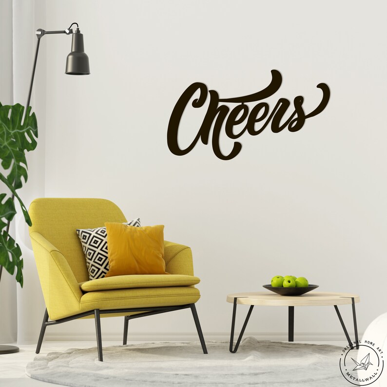 Cheers Metal Word Wall Art Home Decor Letters Hanging - Words For The Wall Home Decor