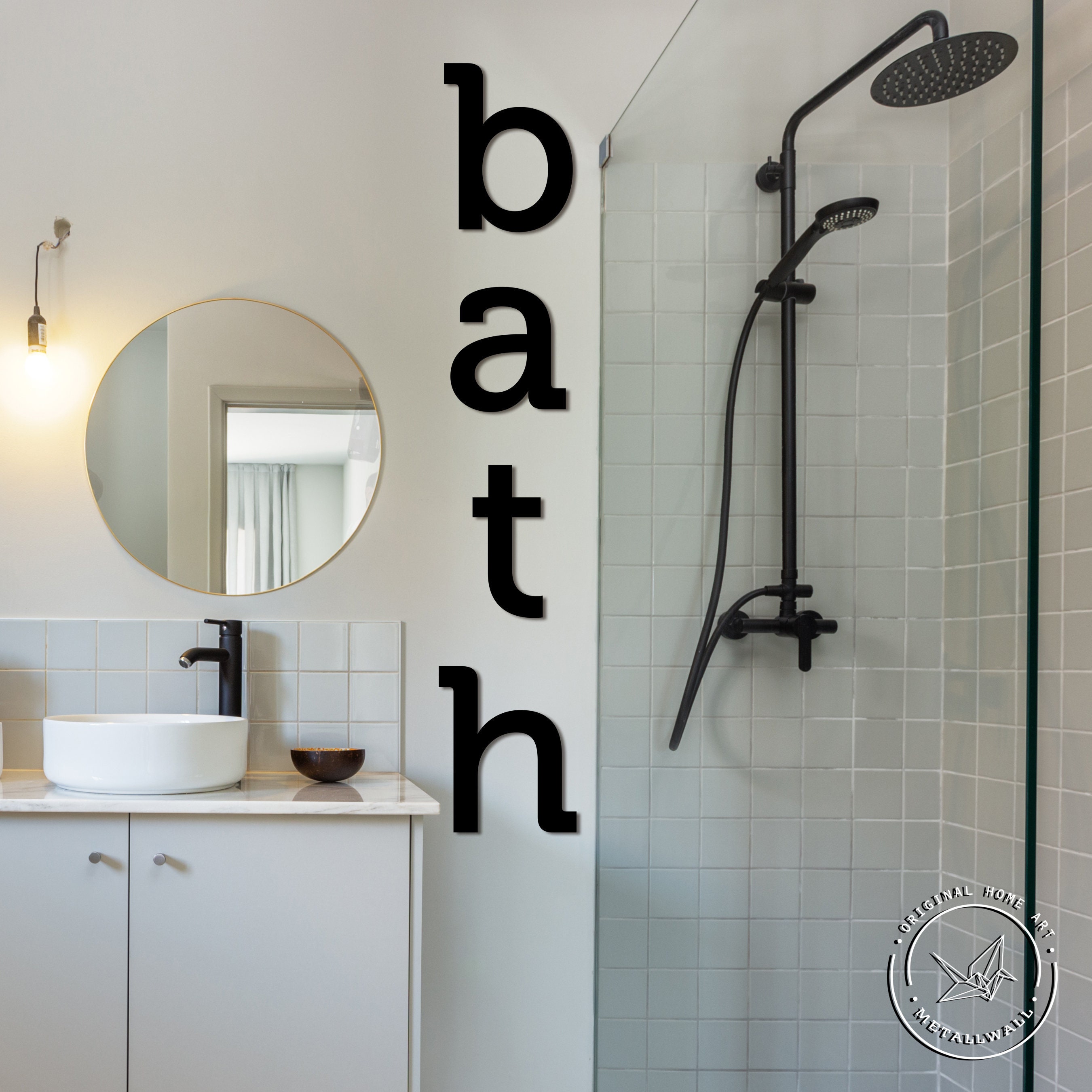 Bathroom wall art BATH Large metal Letters wall art Home Etsy