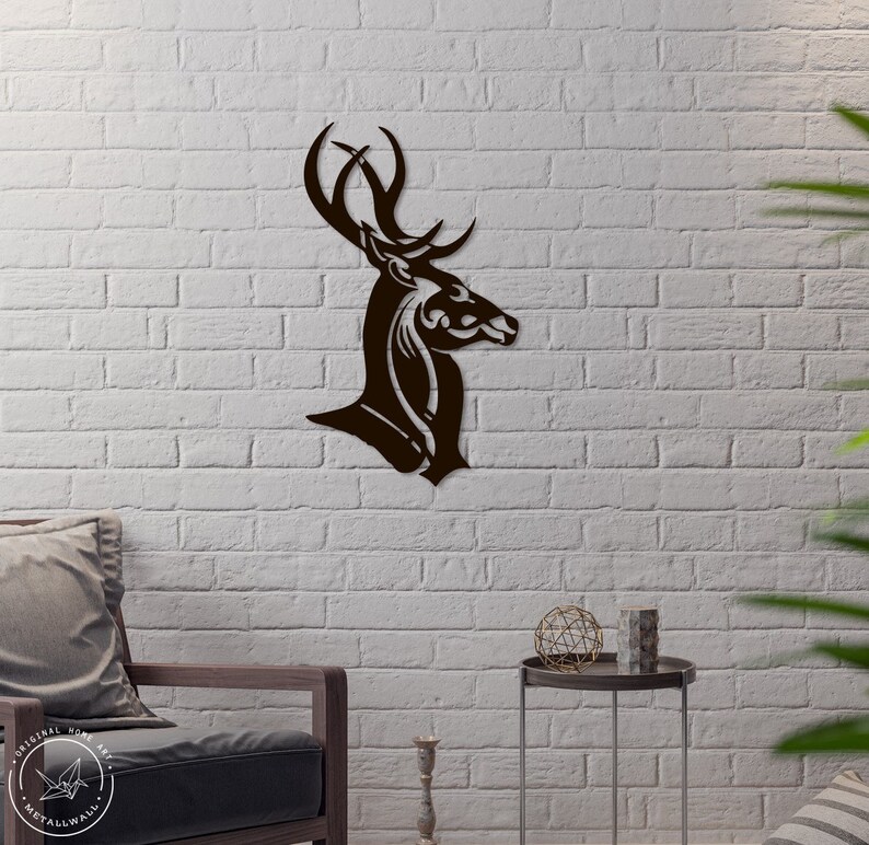 Deer Head Metal Wall Art Large Metal Wall Sign Wall Etsy